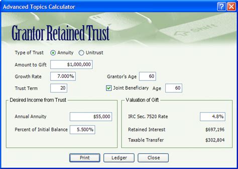 grantor retained annuity trust calculator.